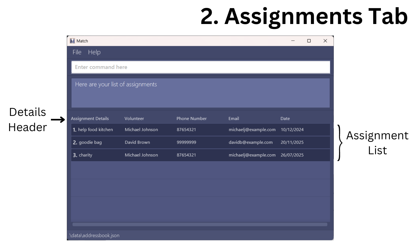 Assignments Tab